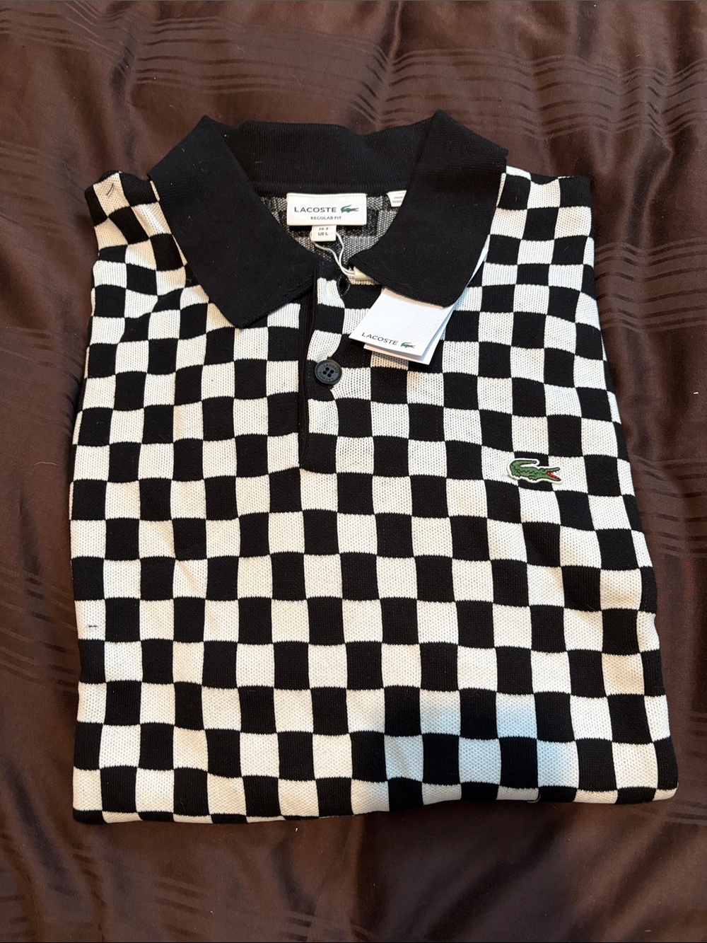 Lacoste Men’s Black & White Checkerboard Polo